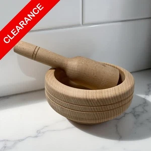 NEU Holz Mörser und Stößel - Kräuter Gewürzmühle Schüssel Küchenwerkzeug - Bild 1 von 2