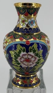 Vaso Cloisonné Vintage Fiori Multicolore ~7 pollici - Foto 1 di 8