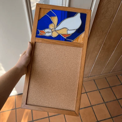 Vintage Stained Glass Goose Corkboard Wall Organizer Farmhouse Country Decor - Image 1 of 4