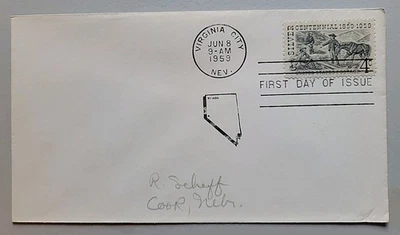 FDC. Silver Centennial. SCOTT 1130. 4 Cent. JUN 8, 1959. Extra Post mark. - Image 1 of 3