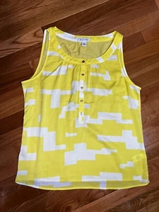 Kenneth Cole Reaction Yellow Sleeveless Tank Top Blouse Womens Large Lightweight - Picture 1 of 13