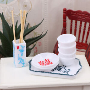 Dollhouse Chinese Mini Kitchen Chopsticks Bowl Dishes Plate Tableware Model F❤J