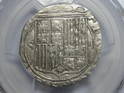 (1474-04) SEVILLA 2 REAL COB PCGS AU CATHOLIC KINGS SILVER COLONIAL ERA 1400s  - Image 1 of 4