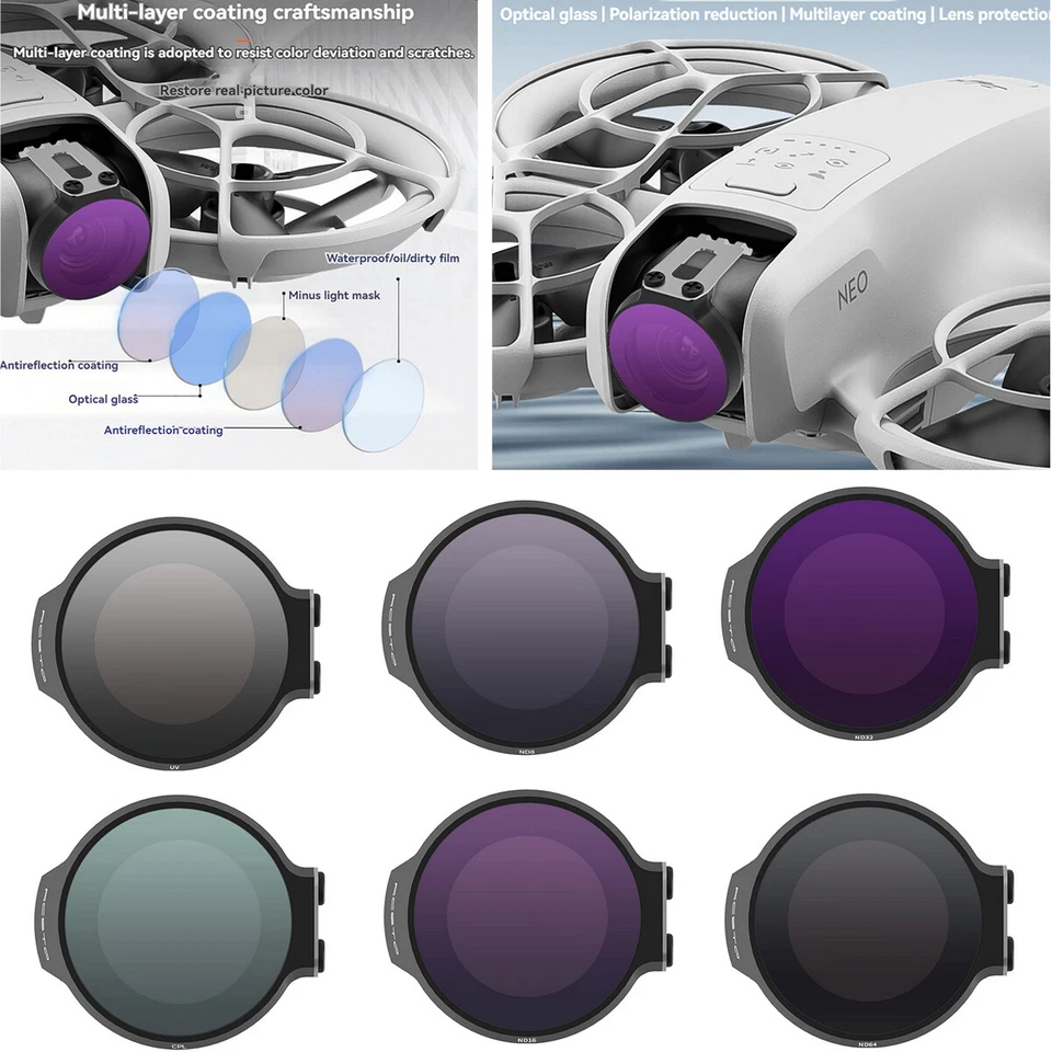 For DJI NEO Filter UV Protection Lens CPLND Light Reduction Polarising Lens Part - Image 1 of 4