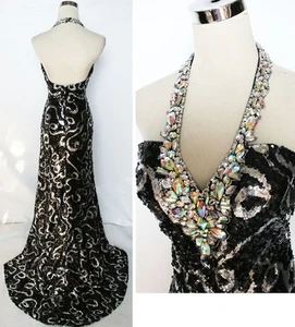 Neu mit Etikett Night Moves $ 398 schwarz/silber formelles Ballkleid 4 - Bild 1 von 3