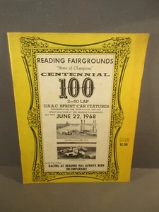 Reading Fairground Centennial 100 Sprint Car Race Program 1968 - Imagen 1 de 1