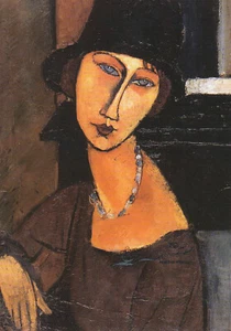 Postal: Modigliani - Jeanne Hebuterne con sombrero y collar - Imagen 1 de 1