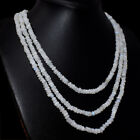 320,00 Karat natürliche 3 Stränge blauer Blitz Mondstein runde Perlen Halskette Neu mit Etikett 13E79