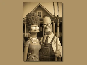 Impresión Fan Art Marge & Homer Simpson en 'American Gothic' de Los Simpson - Imagen 1 de 1