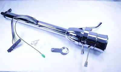 Columna de dirección inclinable de acero inoxidable cromado GM Chevy de 30" cambio automático SIN LLAVE Foto 1 de 4