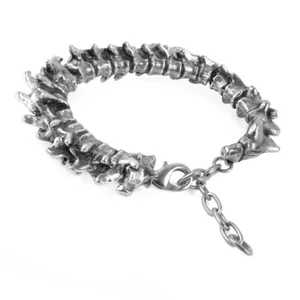 Alchemy Gothic Vertebrae Pewter Bracelet Metal Spine Bone Links Chain Punk Goth - Picture 1 of 3