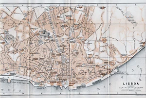 Lisboa Lisbonne 1908 mapa ciudad orig. + guía francés (27 p.) Baixa Castello - Picture 1 of 3