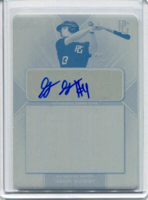 2021 Leaf Perfect Game Showcase Cyan Printing Plate Gavin Guidry Auto 1/1 - Image 1 of 2