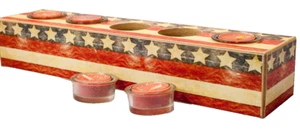 5-teiliges Designer Phoenix Creative Teelicht Set Holzsockel Ornament 4. Juli - Bild 1 von 5