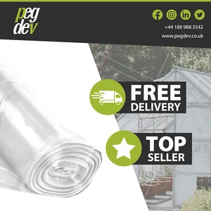 10 X 4M 250G CLEAR POLYTHENE PLASTIC SHEETING - Garden, Weeds, Gravel & Diy - Picture 1 of 7