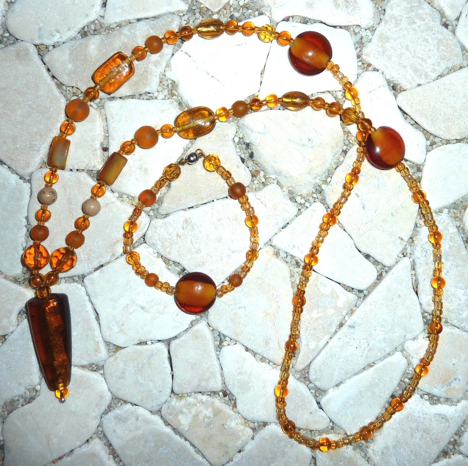 ★ lange Y - Kette ★ Armband ★ hellbraun & braun ★ - Bild 1 von 1