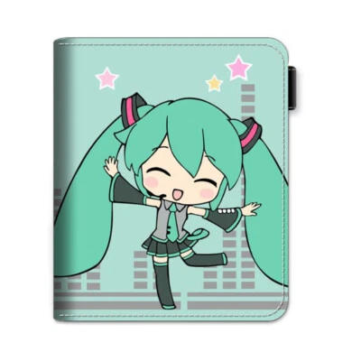 Anime Vocaloid Miku Hatsune Cartera Porta Niña Cartera Capas PU Botón Cremallera Moneda