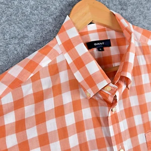 GANT Shirt Mens Extra Large Orange Gingham Check Long Sleeve Regular Fit Preppy - Picture 1 of 14