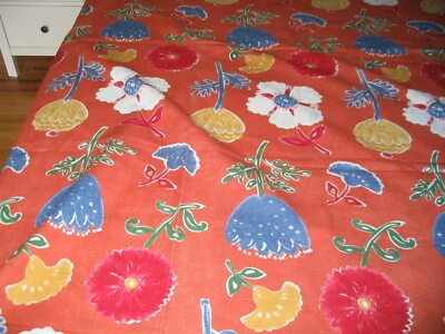 Fabric Orange Linen Flower Prints Upholstery Fabric 3 yards and 13 inches New - Image 1 of 4