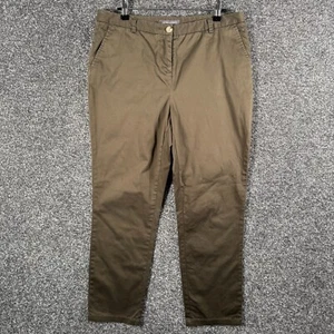 Laura Ashley Trousers Womens UK 12 Green Khakis Chino Straight Leg Zip Fly Smart - Picture 1 of 15