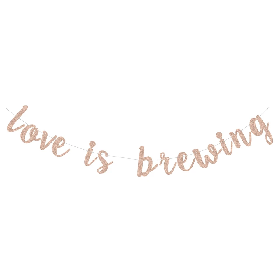 Estandarte oro rosa brillo Love is Brewing para boda novia ducha compromiso... Foto 1 de 1