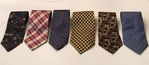 Collezione di cravatte da collo fatte a mano in seta di design 6 pezzi. Vintage - Foto 1 di 2