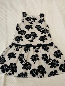 JANIE AND JACK GIRLS LINED DRESS SIZE 5 BLACK AND WHITE FLORAL - Picture 1 of 8