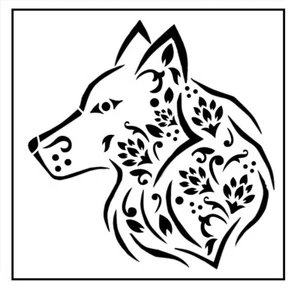 Plantilla de 1-6x6 pulgadas (V-154) Flower Wolf (6 mil) - Imagen 1 de 2