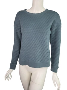 Sudadera GARNET HILL Diamante Acolchada Algodón Orgánico Cuello Redondo Gris-Verde talla XS - Imagen 1 de 3