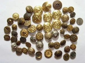 55 vintage antique metal collector buttons lot heraldic uniform navy etc 52367 - Picture 1 of 11