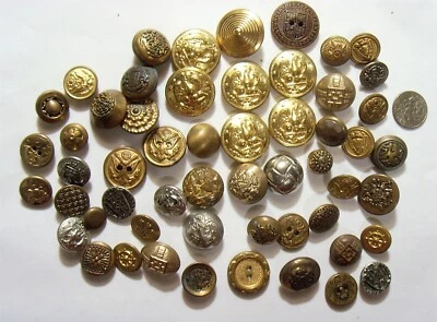 55 vintage antique metal collector buttons lot heraldic uniform navy etc 52367 - Image 1 of 4