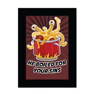 FSM Flying Spaghetti Monster He Boiled for Your Sins Refrigerator Magnet - Picture 1 of 1