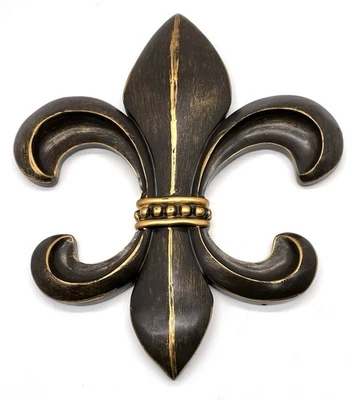 "Placa decorativa de pared Fleur De Lis negro dorado 12"" x 10"" resina de cuarto francés" Foto 1 de 4