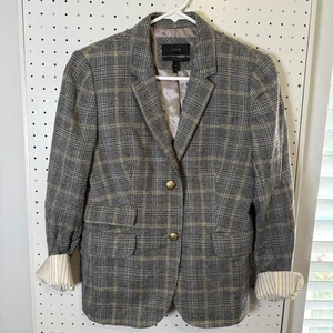 J.Crew Schuljungen Blazer Damen 6 grau Fischgrät kariert Zweiknopf Sakko - Bild 1 von 12