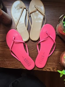 TKEES Women's Foundations Matte & Shiny Lot 2 Pairs Zinc Sand Flip Flop Size 9 - Bild 1 von 6