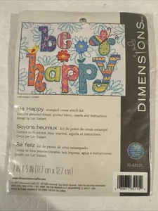Dimensions Set Mini Stamped Cross Stitch 7" X 5" Be Happy Kit 70-65115 - Bild 1 von 3