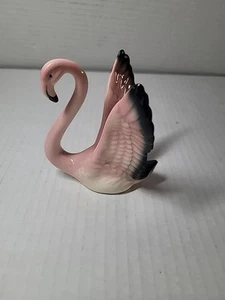 Estatuilla Will George pequeña vintage de flamenco rosa pájaro sentado de cerámica - Imagen 1 de 12