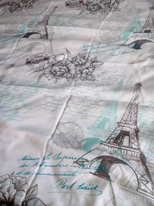 Paris Eiffelturm Küche Polyester Tischdecke 69" x 72" schwarz blau weiß Vintage - Bild 1 von 4
