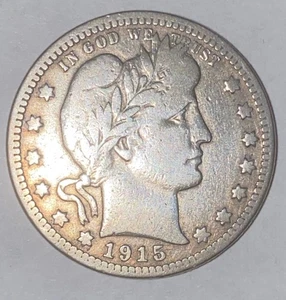 1915 - D Barber 90% Silver Quarter 25c - Super Zustand - Kostenloser Versand - Bild 1 von 11