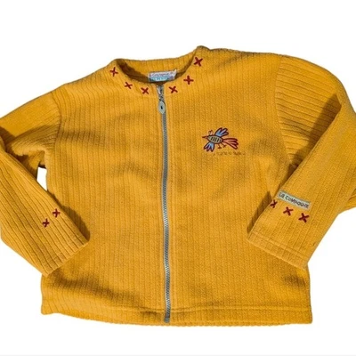 La Compagnie des Petits Kids Yellow Ribbed Lightweight Fleece Jacket Size 6 - Image 1 of 4