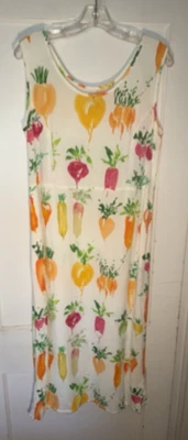 Vintage Jams World FoodArt Midi Shift Dress Radish Pattern Side Slit Size M - Image 1 of 4