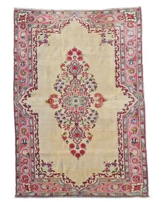 Toller handgeknüpfter Vintage Qirmoun Wolle Vorleger 7 x 4 Fuß (1083 Ger-4) - Bild 1 von 10