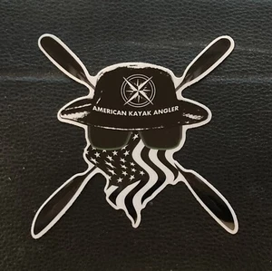 American Kayak Angler Fishing Jolly Yakker Flag Blackou 5” die-cut vinyl Sticker - Picture 1 of 2