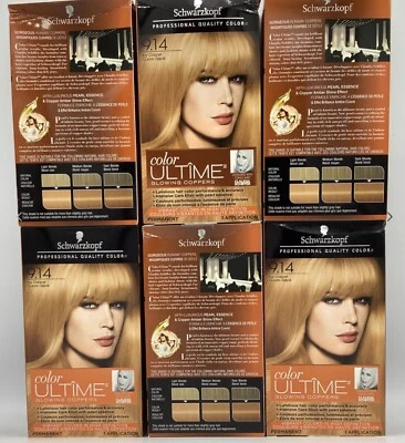 6 X Schwarzkopf Calidad Profesional Color 9.14 COBRE HELADO Ultime Cobre Brillante Foto 1 de 3