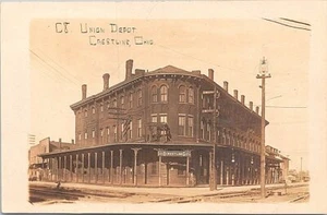 RPPC Crestline Ohio Railroad Depot Street View 1912 NICE!! - Picture 1 of 2