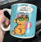 Garfield Coffee Mug Classic 80s I Live For Weekends Burton & Jim Davis, NIB