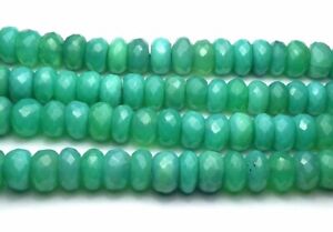 13" Strand GREEN CHRYSOPRASE 7.5-8mm Faceted Rondelle Beads NATURAL /d4