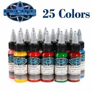 16/25-Color Fusion Tattoo Ink Kit (1oz/30ml) Genuine Permanent Makeup - Picture 1 of 14