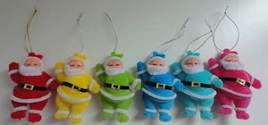 (6) Retro Vintage Regenbogen Weihnachtsmann beflockt Weihnachtsschmuck ~ Gay Pride ~ LGBTQ - Bild 1 von 1