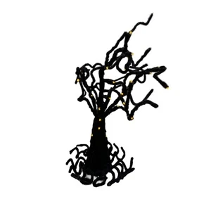 Schwarzer gruseliger Baum Halloween 19" groß flauschig beleuchtet verstellbare Zweige Dekor - Bild 1 von 8